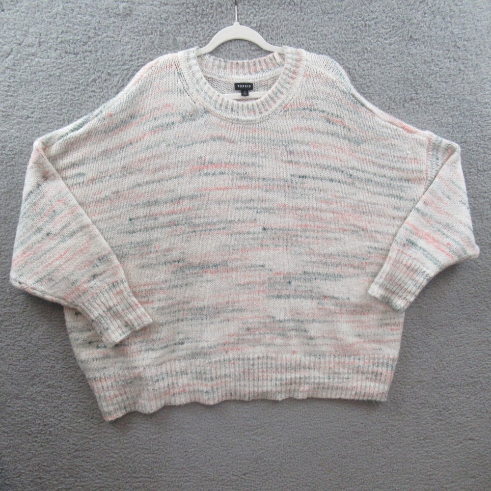Torrid Womens Sweater Plus Size 5X Beige Pastel V-Neck Marled Knit Acrylic Wool